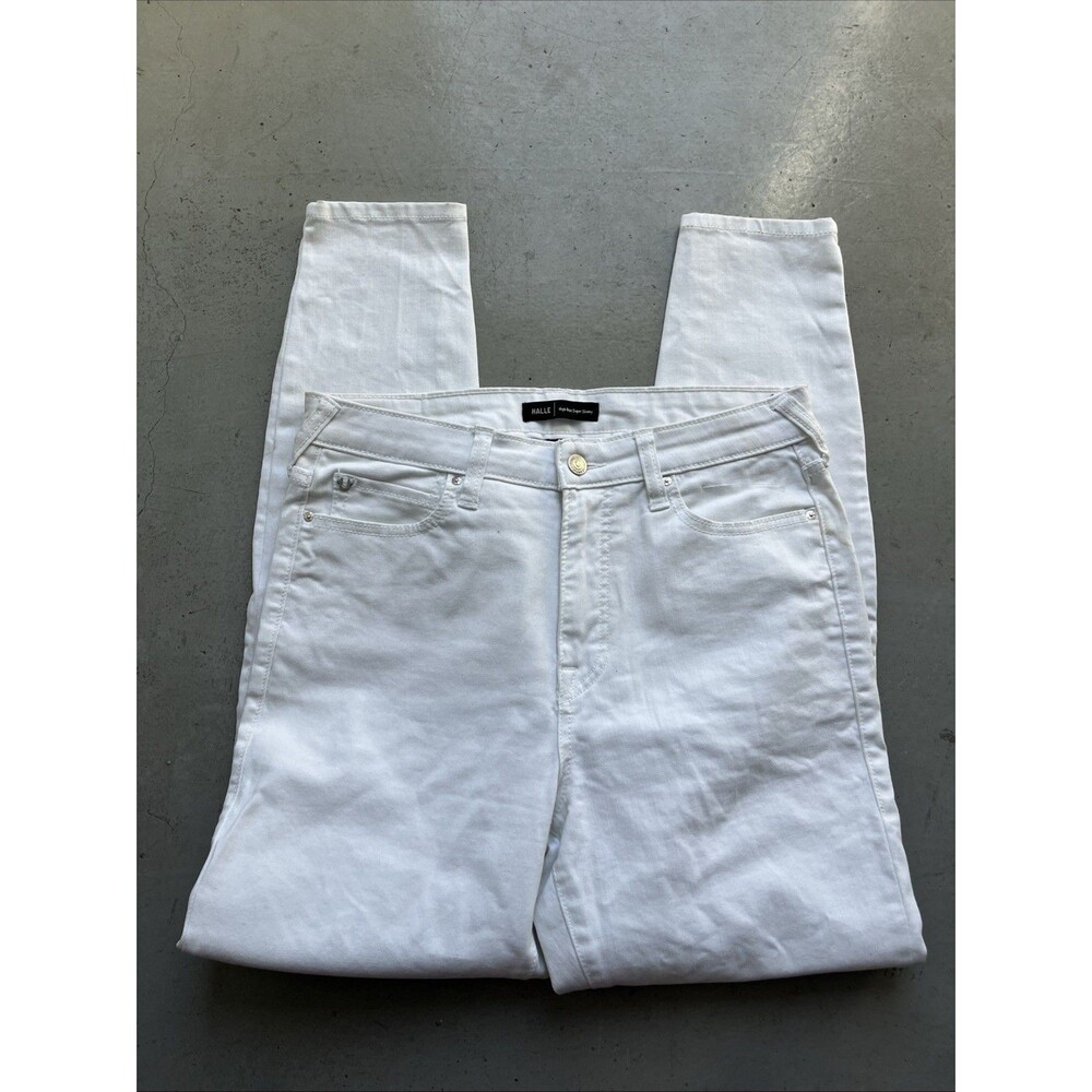 True Religion Women's White Jeans Halle Mid Rise Super Skinny Retro Size 30x28